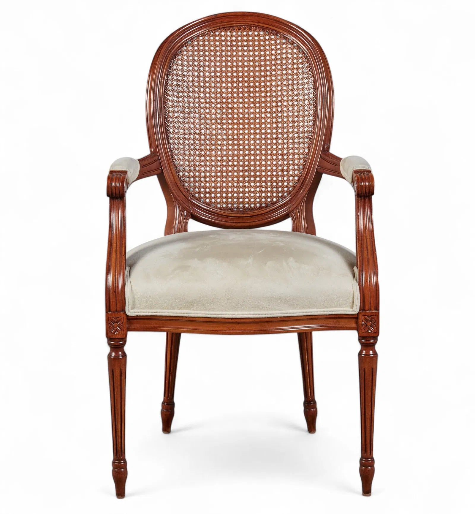 AF2-084: Modern Louis XVI Style Cane Back Fauteuils Set of Four