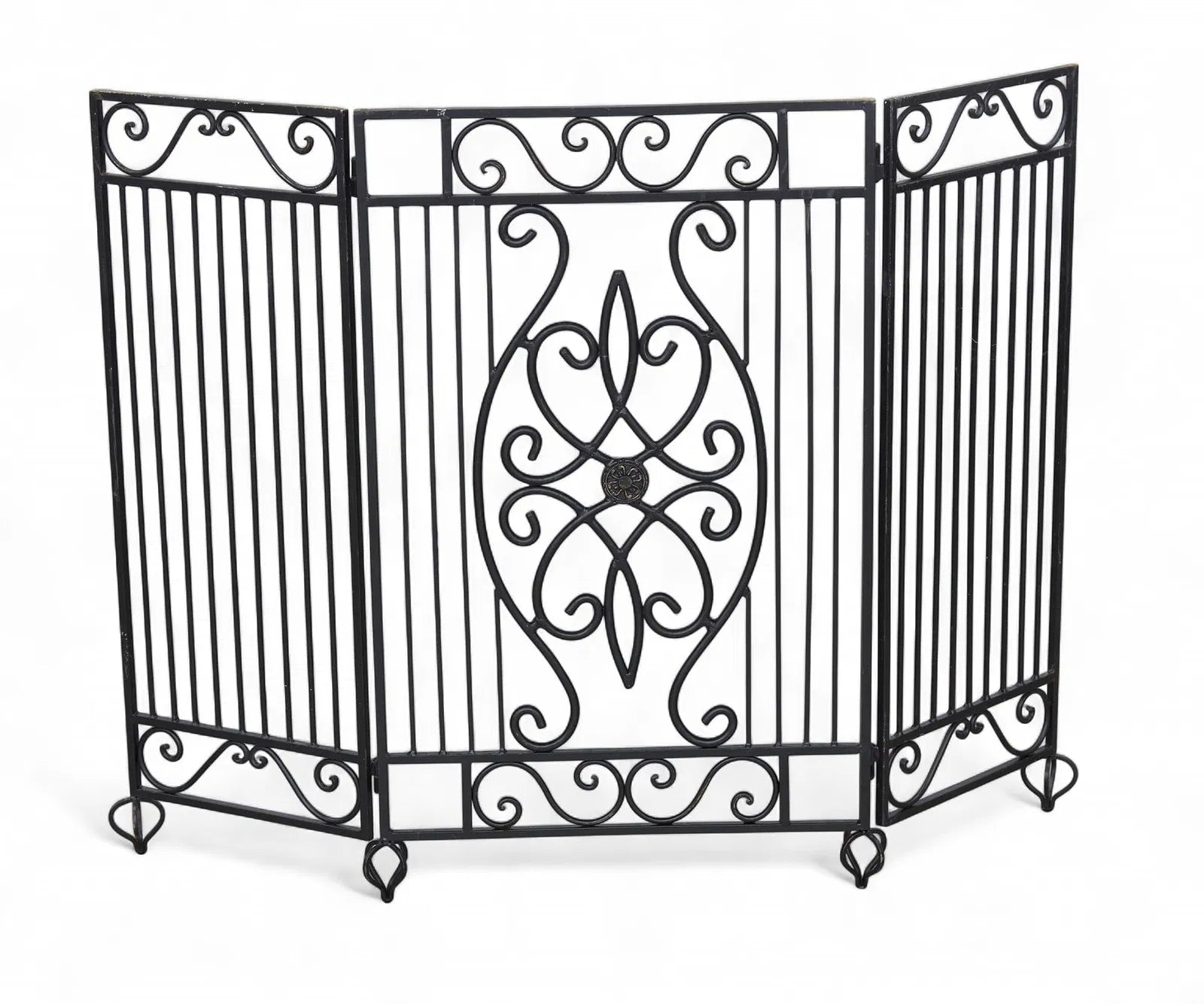 Hand Forged Wrought Iron Fireplace Three Panel Screen | Work of Man