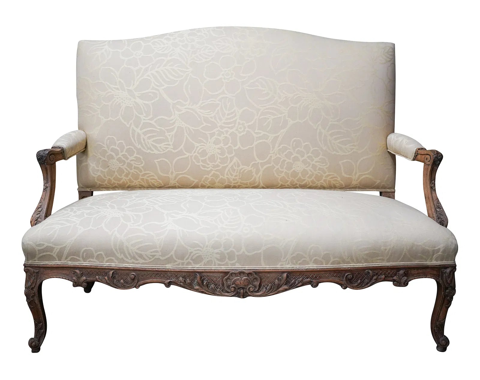 Antique Louis XV Carved Walnut Settee Late 18th Century | Work of Man