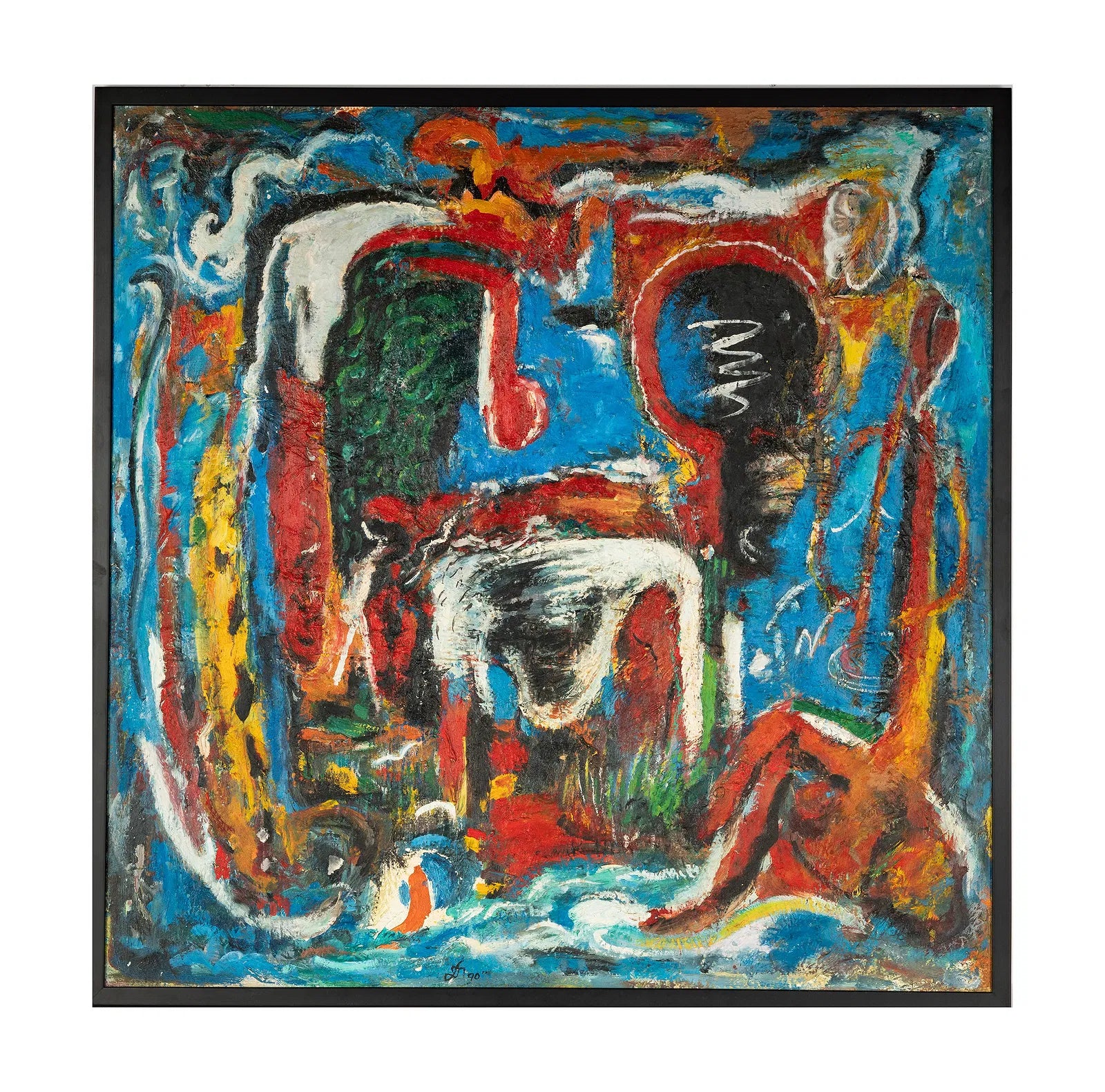 AW980: Abstract Expressionist Oil on Canvas Painting Signed "DK"
