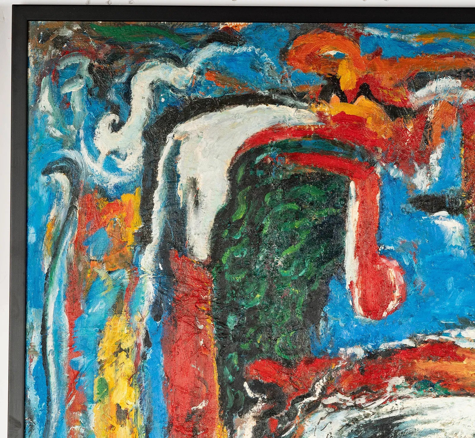 AW980: Abstract Expressionist Oil on Canvas Painting Signed "DK"