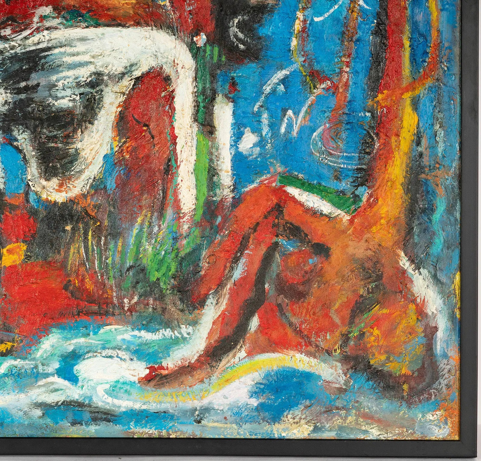 AW980: Abstract Expressionist Oil on Canvas Painting Signed "DK"