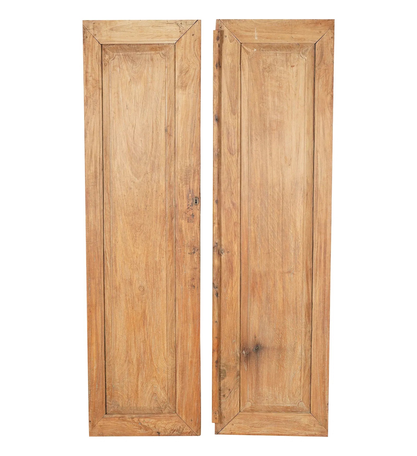 Pair of Rustic Walnut Paneled Doors With Iron Hinges | Work of Man