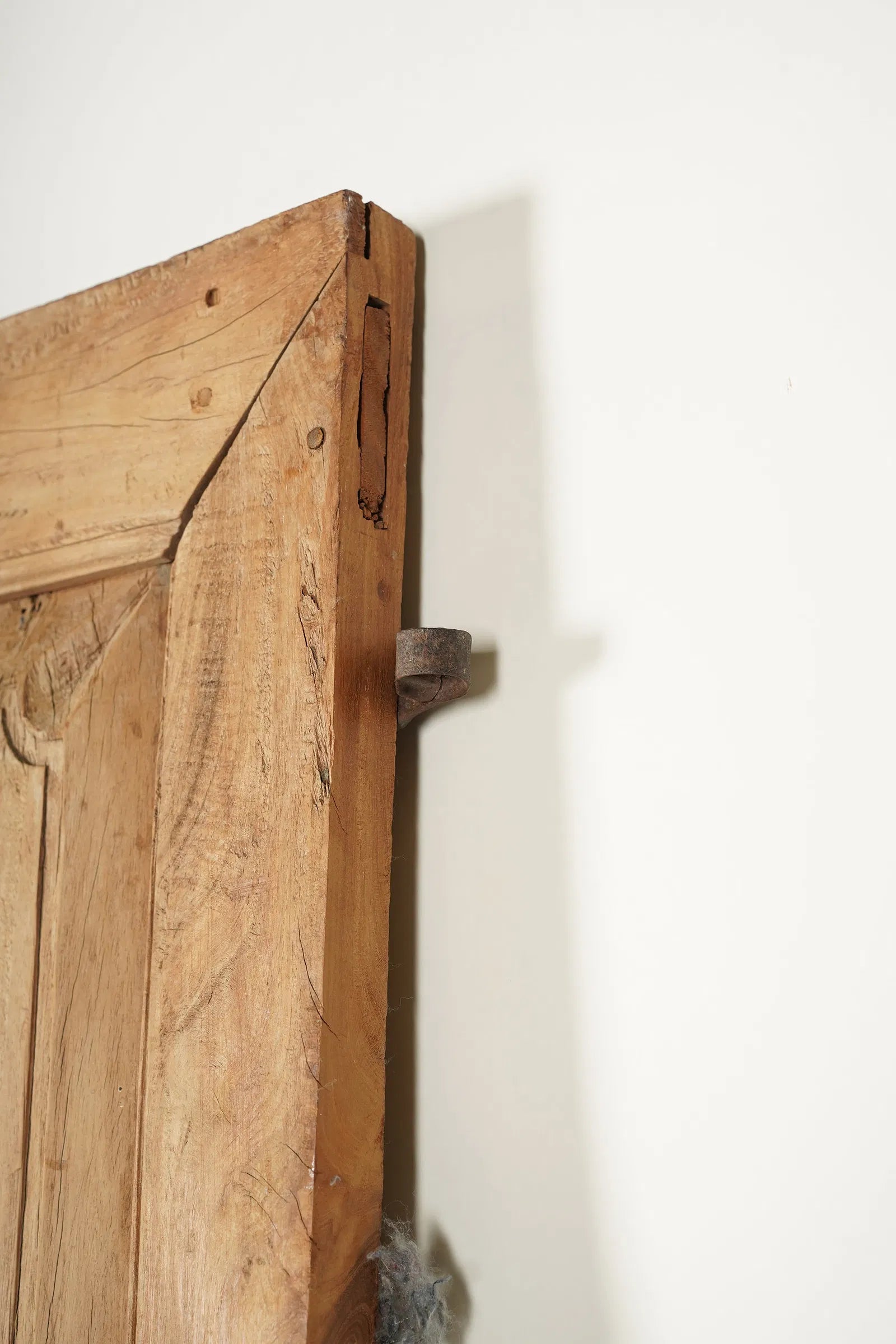 AA7-040: Pair of Rustic Walnut Paneled Doors With Iron Hinges