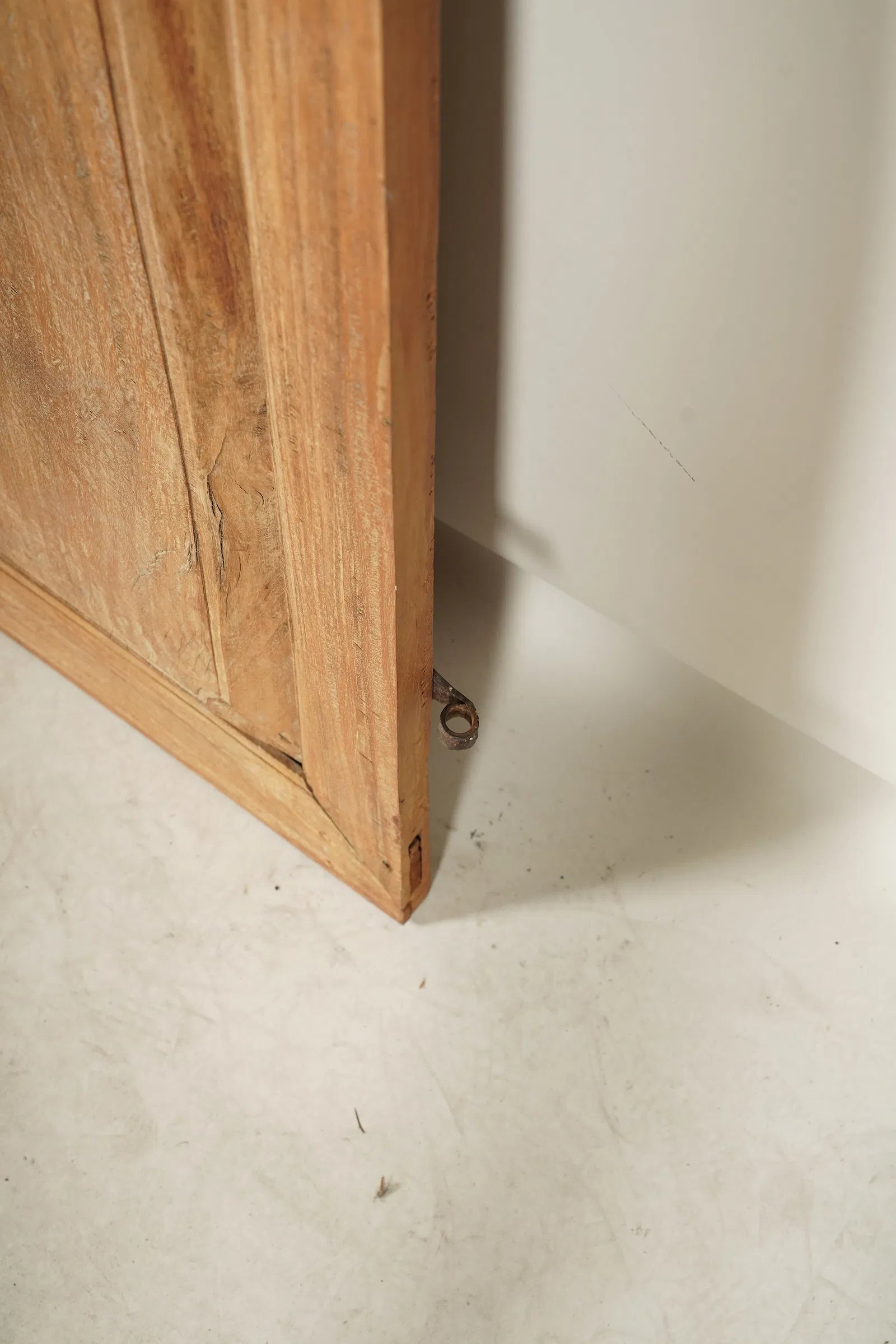 AA7-040: Pair of Rustic Walnut Paneled Doors With Iron Hinges