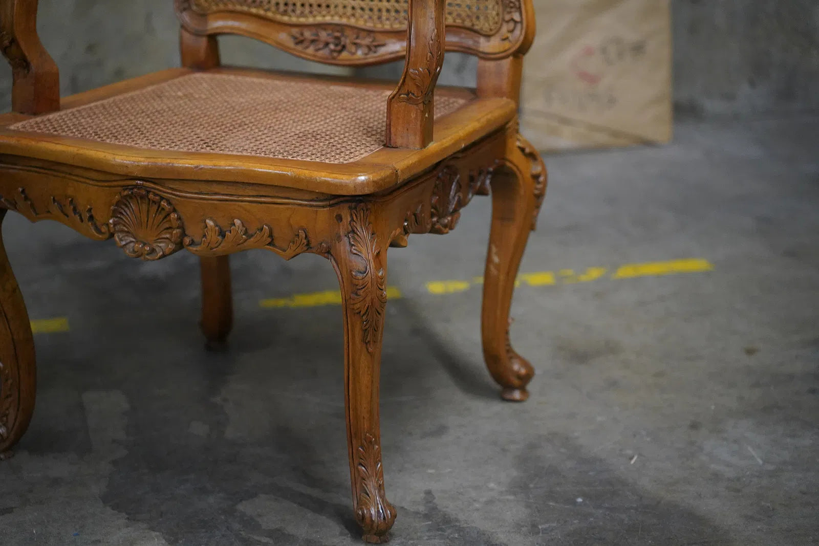 AF2-082: Antique Pair Carved Walnut Louis XV French Provincial Caned Fauteuils Late 19th Century