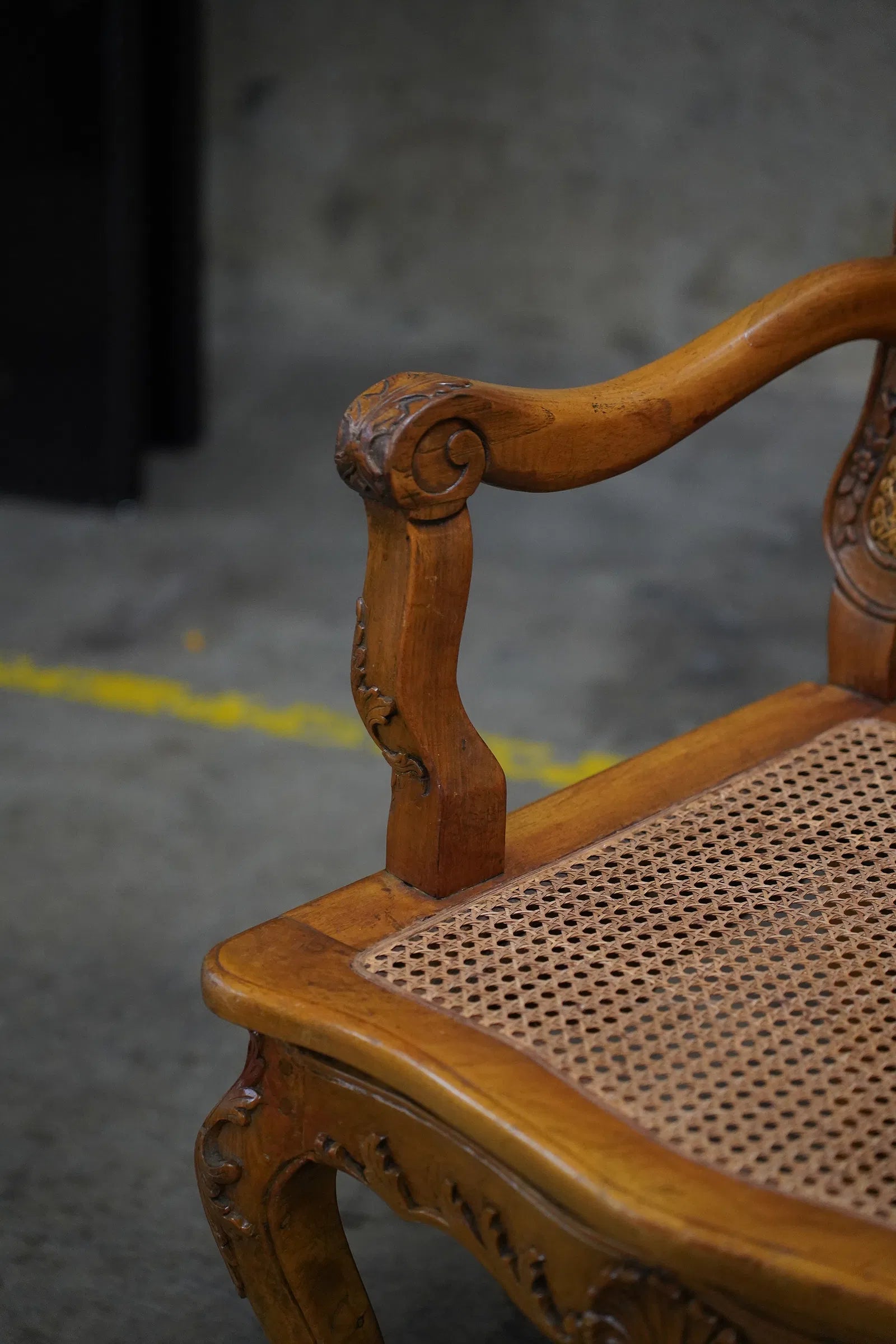 AF2-082: Antique Pair Carved Walnut Louis XV French Provincial Caned Fauteuils Late 19th Century