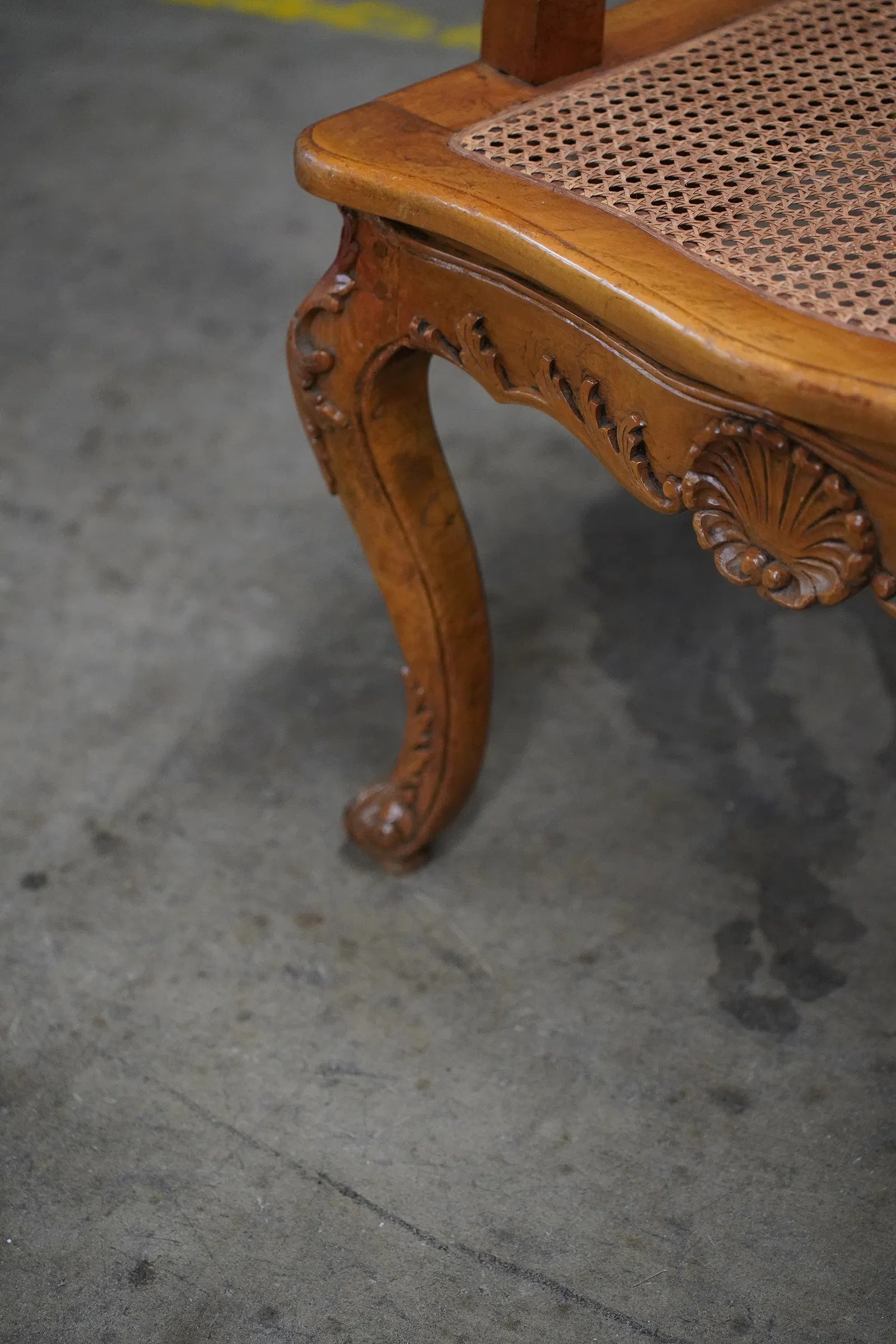 AF2-082: Antique Pair Carved Walnut Louis XV French Provincial Caned Fauteuils Late 19th Century