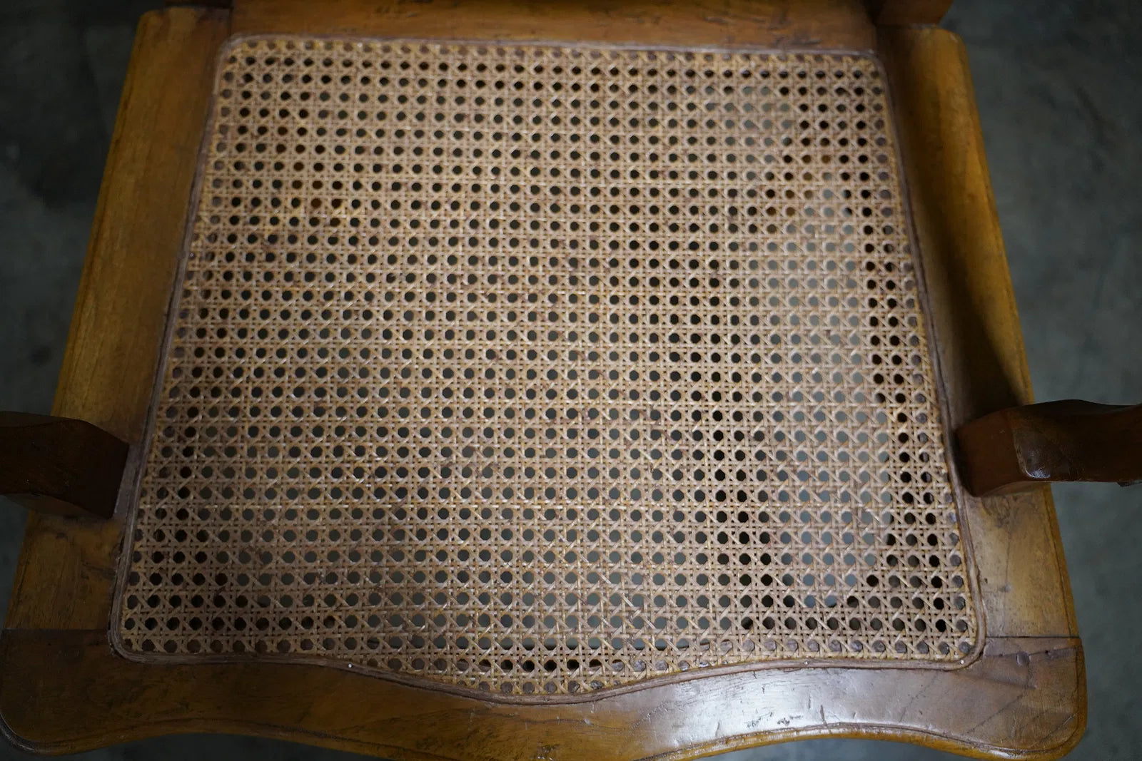 AF2-082: Antique Pair Carved Walnut Louis XV French Provincial Caned Fauteuils Late 19th Century