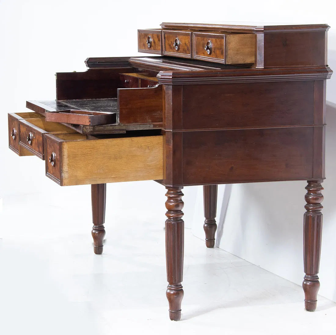 AF5-044: Antique French Restoration Plum Pudding Mahogany Secretary Circa 1830