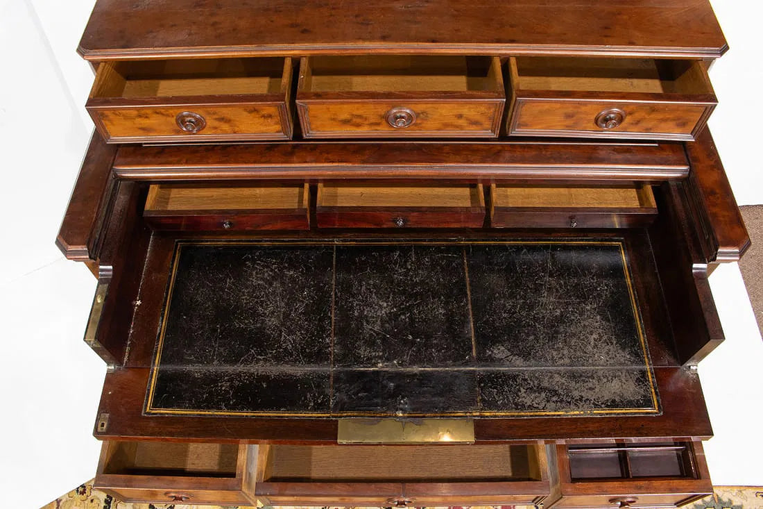 AF5-044: Antique French Restoration Plum Pudding Mahogany Secretary Circa 1830