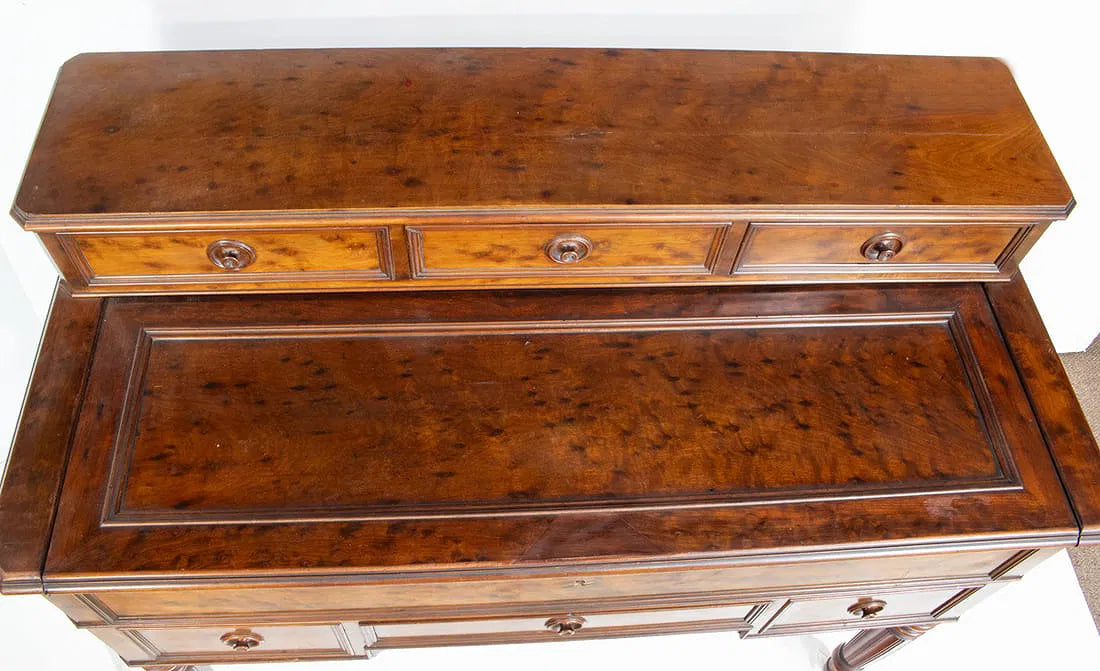 AF5-044: Antique French Restoration Plum Pudding Mahogany Secretary Circa 1830