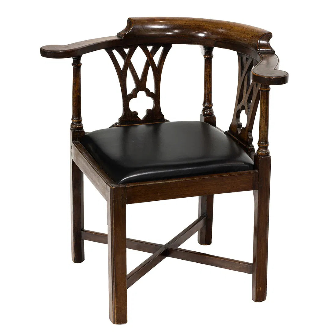AF2-039: Antique Georgian Mahogany Corner Armchair Late 18th Century