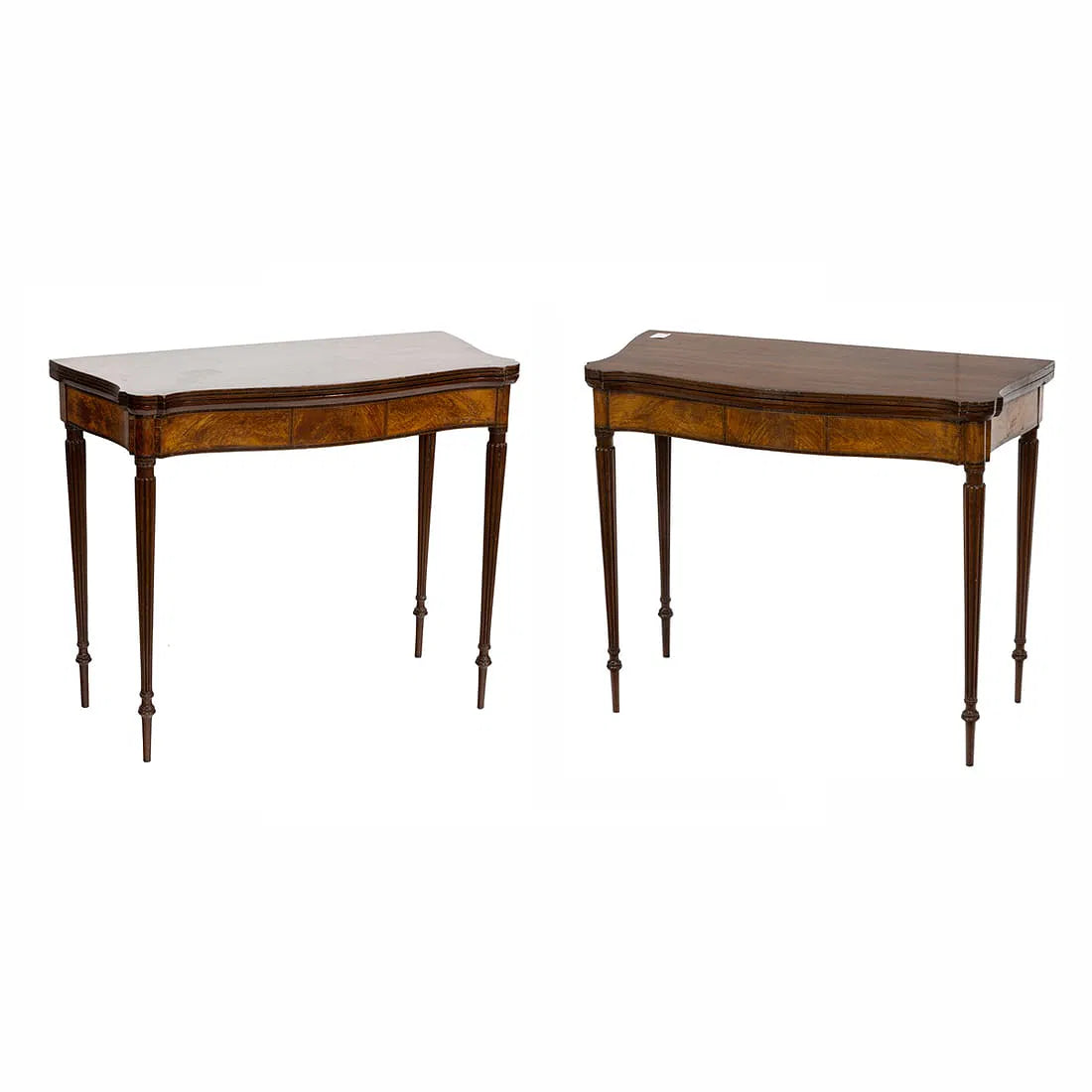 AF1-066: Antique Pair of American Federal Serpentine Front Game Table