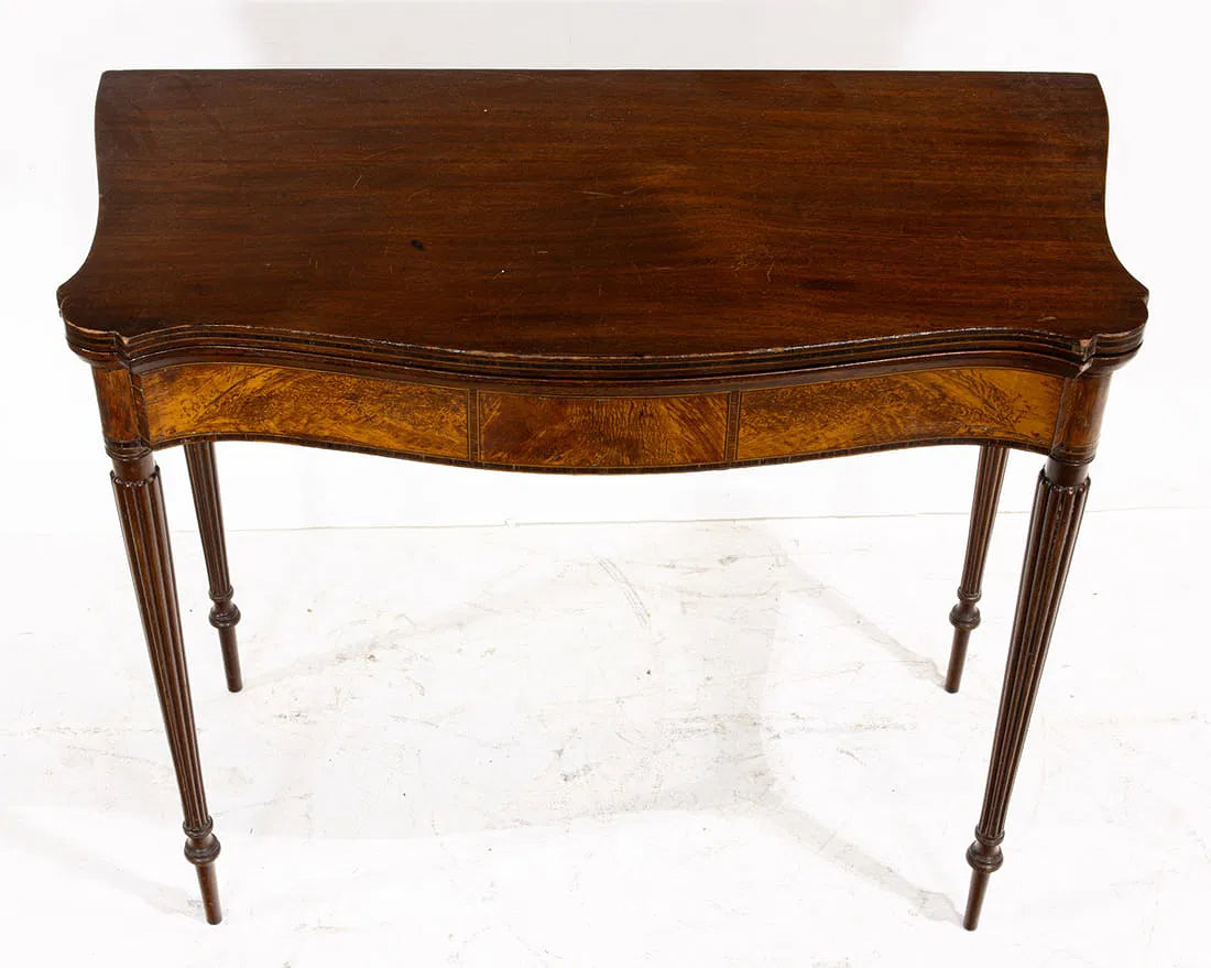 AF1-066: Antique Pair of American Federal Serpentine Front Game Table