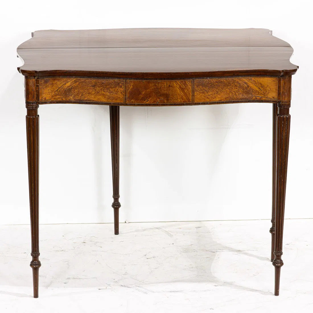 AF1-066: Antique Pair of American Federal Serpentine Front Game Table