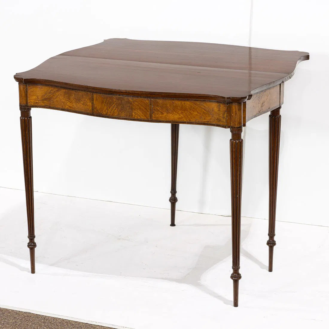 AF1-066: Antique Pair of American Federal Serpentine Front Game Table