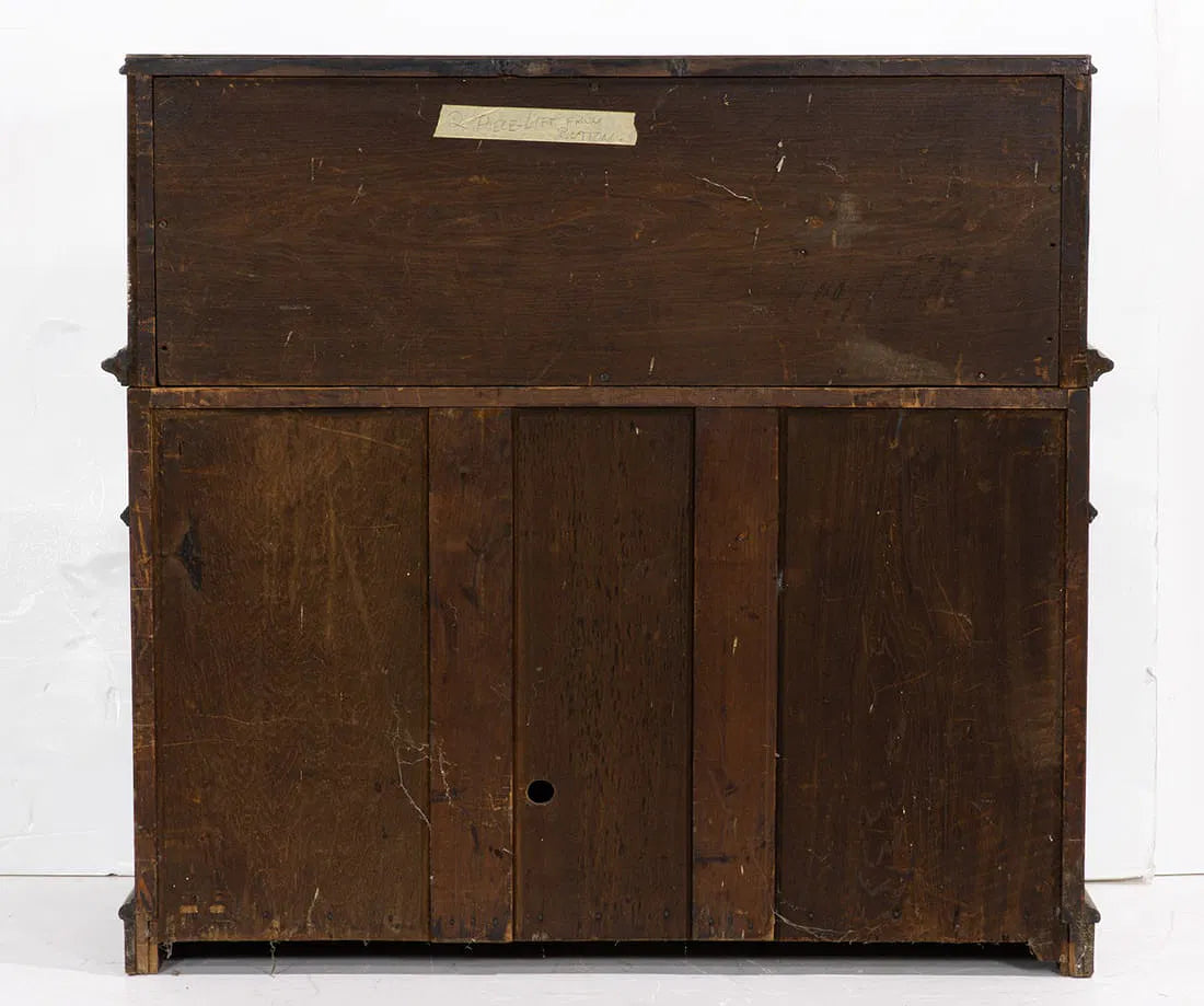 AF5-052: Antique American Victorian Rosewood Birdseye Maple Secretary Bookcase