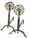 Antique Pair of Spanish Colonial Revival Hand Forged Iron Andirons Late 19th Century | Work of Man