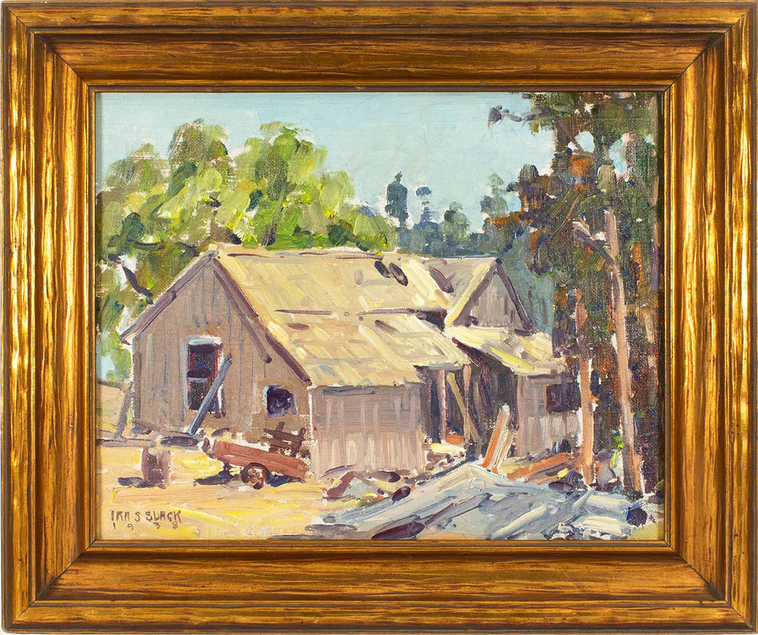 Ira S. Slack Early California Shanty Shack Oil on Canvas Painting | Work of Man