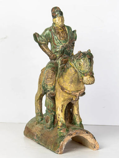Antique Chinese Sancai Glazed Equestrian Roof Tile Late Ming Dynasty | Work of Man