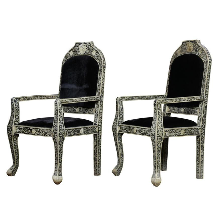AF2-149: ANTIQUE PAIR OF LATE 19TH CENTURY LEVANTINE ARM CHAIRS