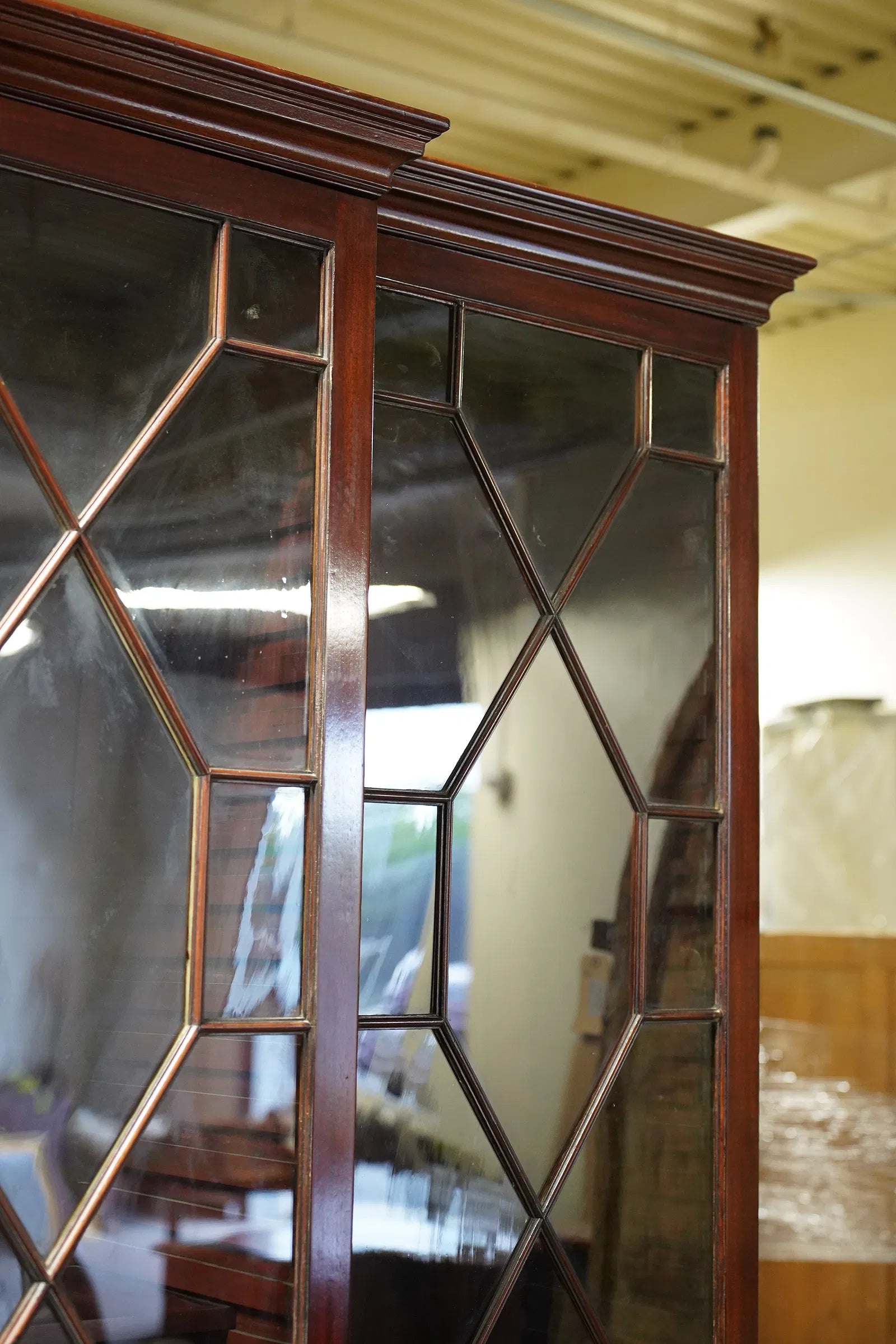 AF3-029: Antique Georgian Mahogany Breakfront Bookcase Bureau Late 18th Century