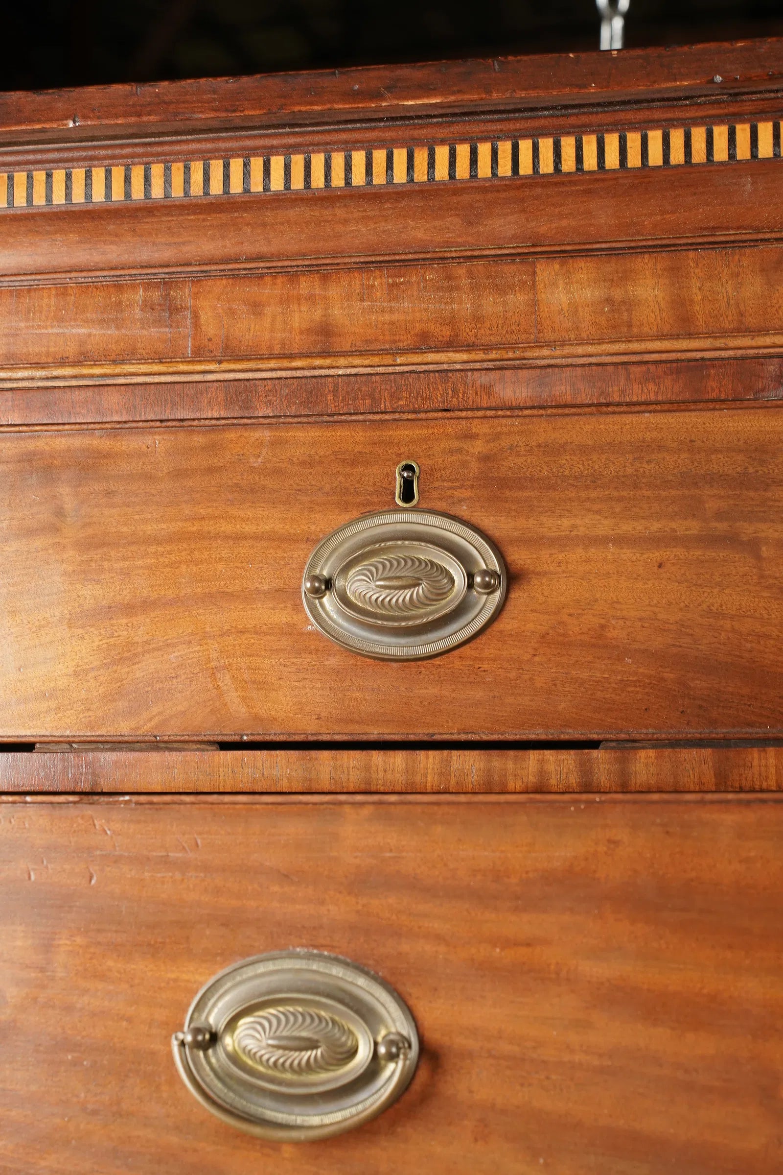 AF4-042: Antique American Federal Mahogany Hepplewhite Style Chest on Chest Circa 1800