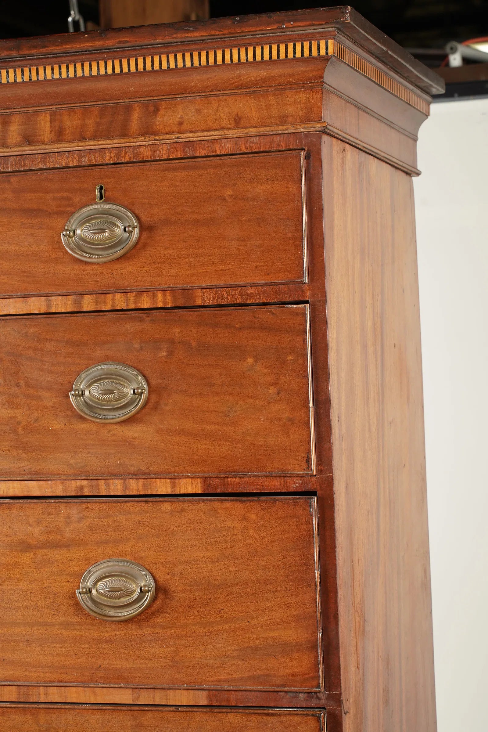 AF4-042: Antique American Federal Mahogany Hepplewhite Style Chest on Chest Circa 1800