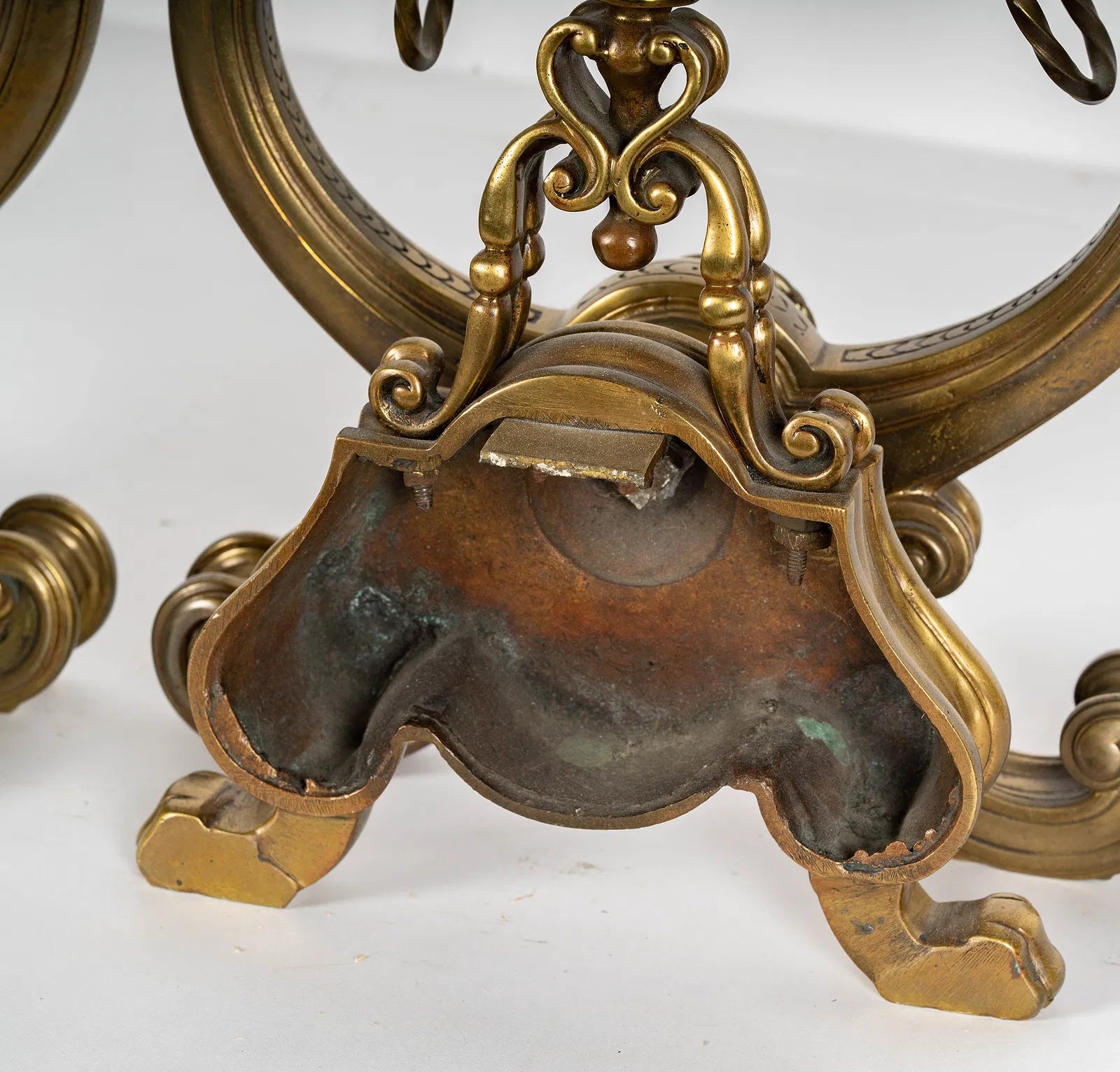 AA3-020: Pair of Early 19th Century English Regency Finely Crafted Brass Andirons