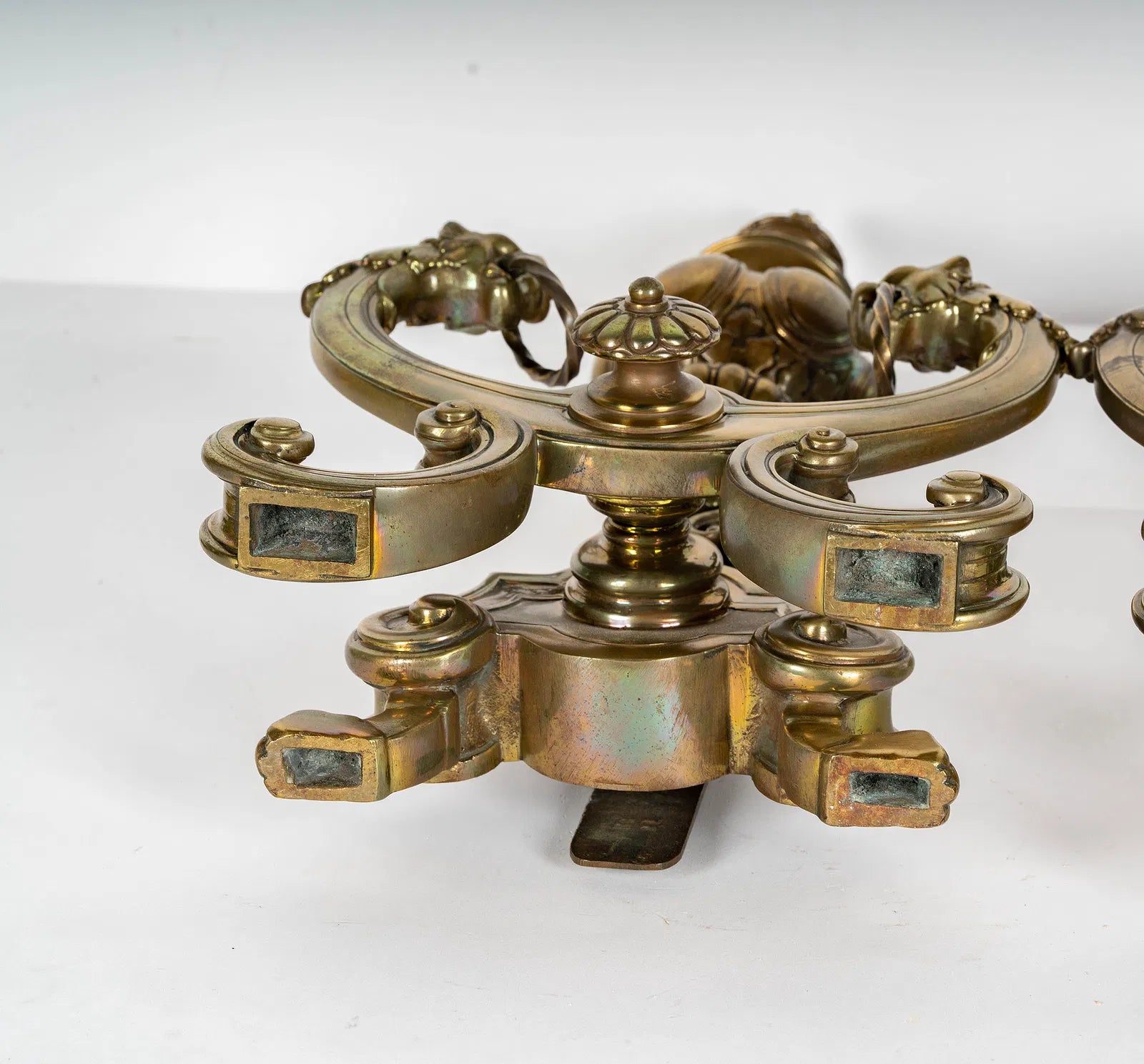 AA3-020: Pair of Early 19th Century English Regency Finely Crafted Brass Andirons