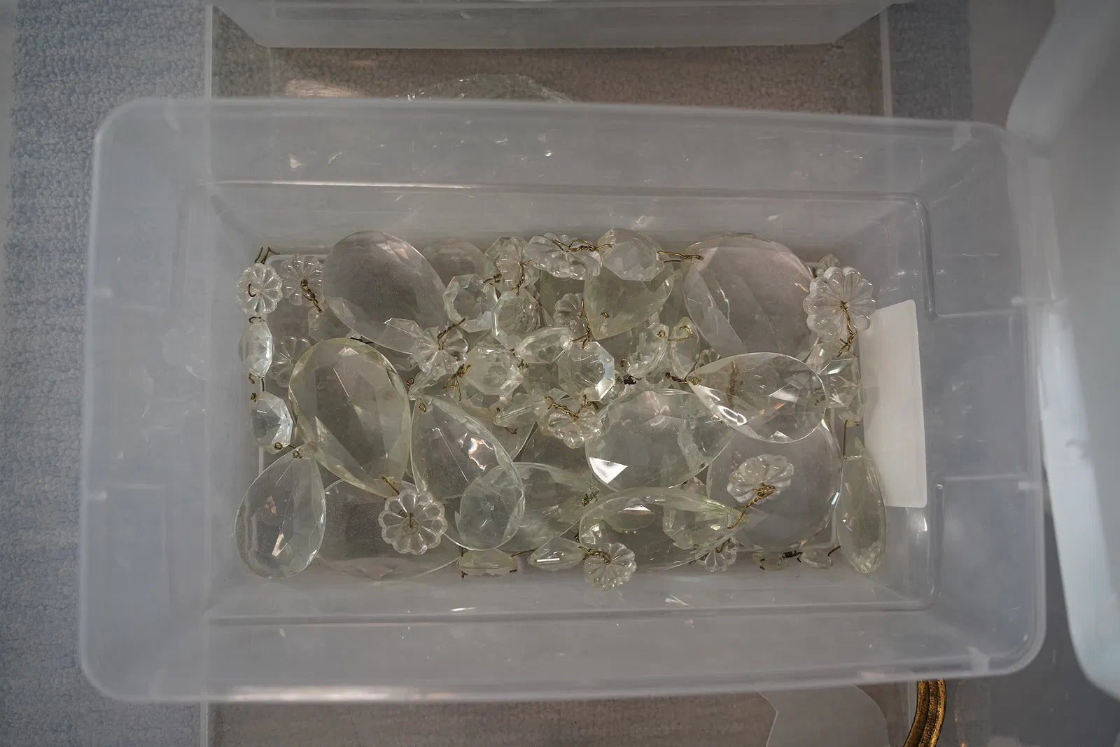 AL1-094: Antique Gilt Brass and Crystal Eighteen Light Rococo Chandelier