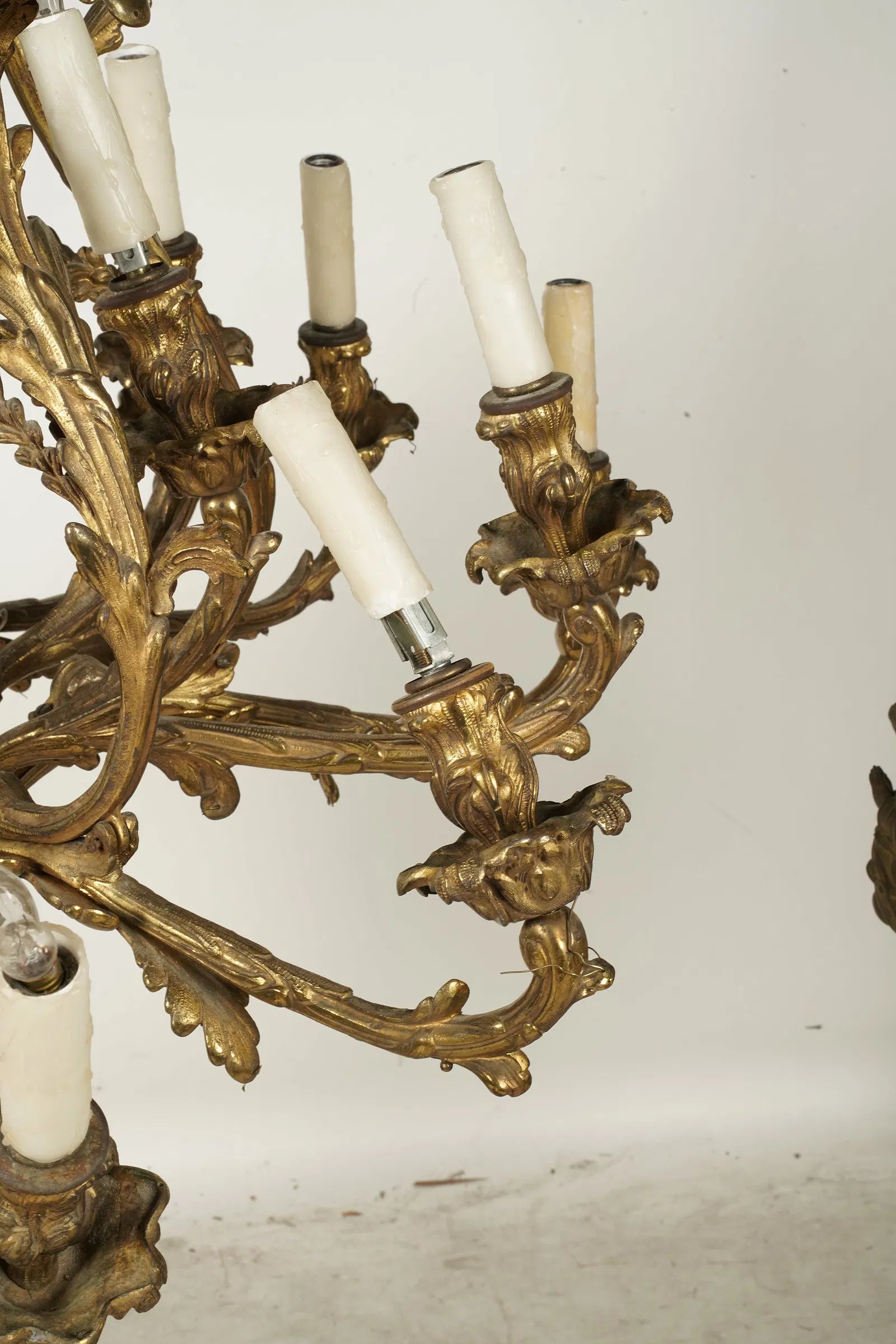 AL1-094: Antique Gilt Brass and Crystal Eighteen Light Rococo Chandelier