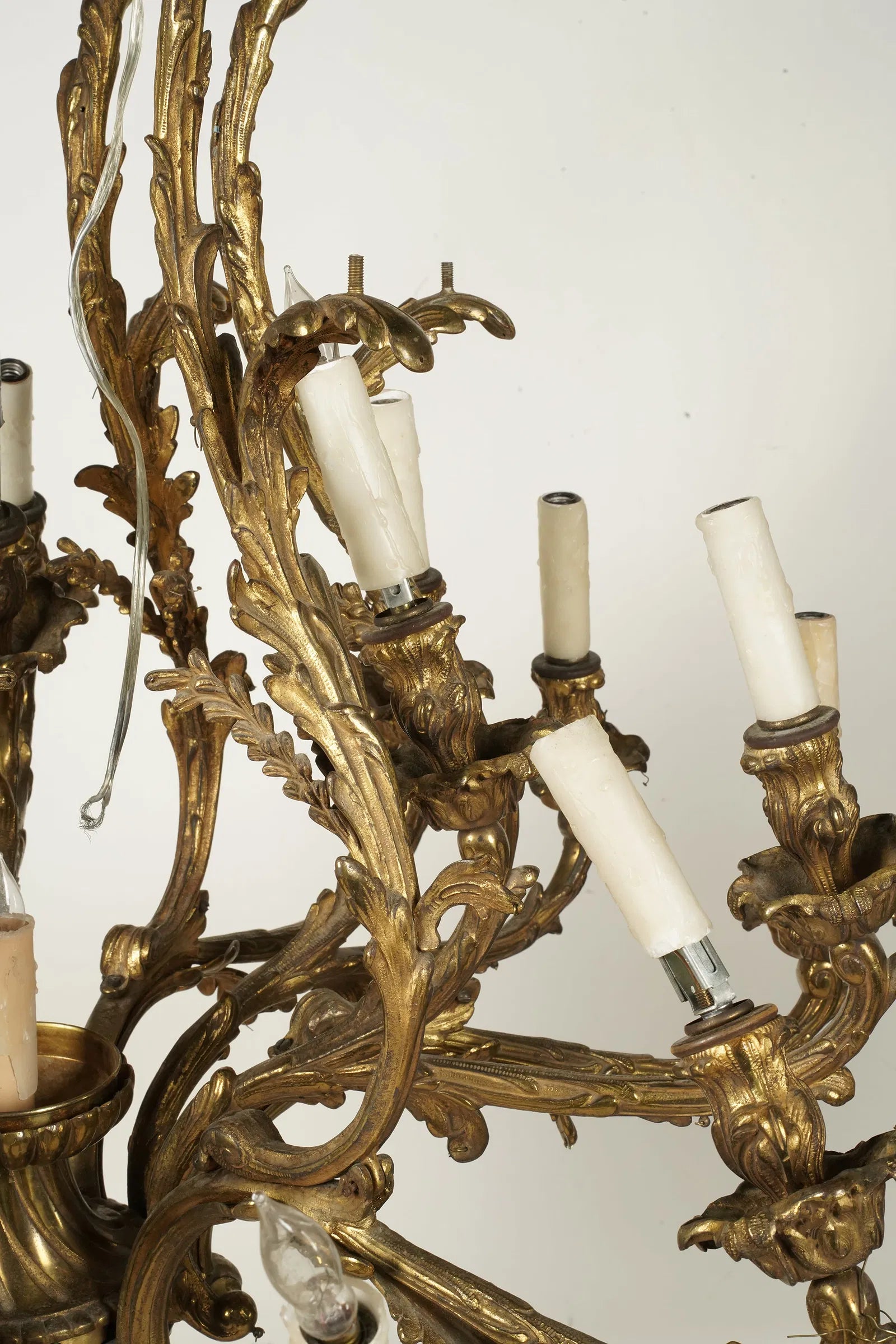 AL1-094: Antique Gilt Brass and Crystal Eighteen Light Rococo Chandelier