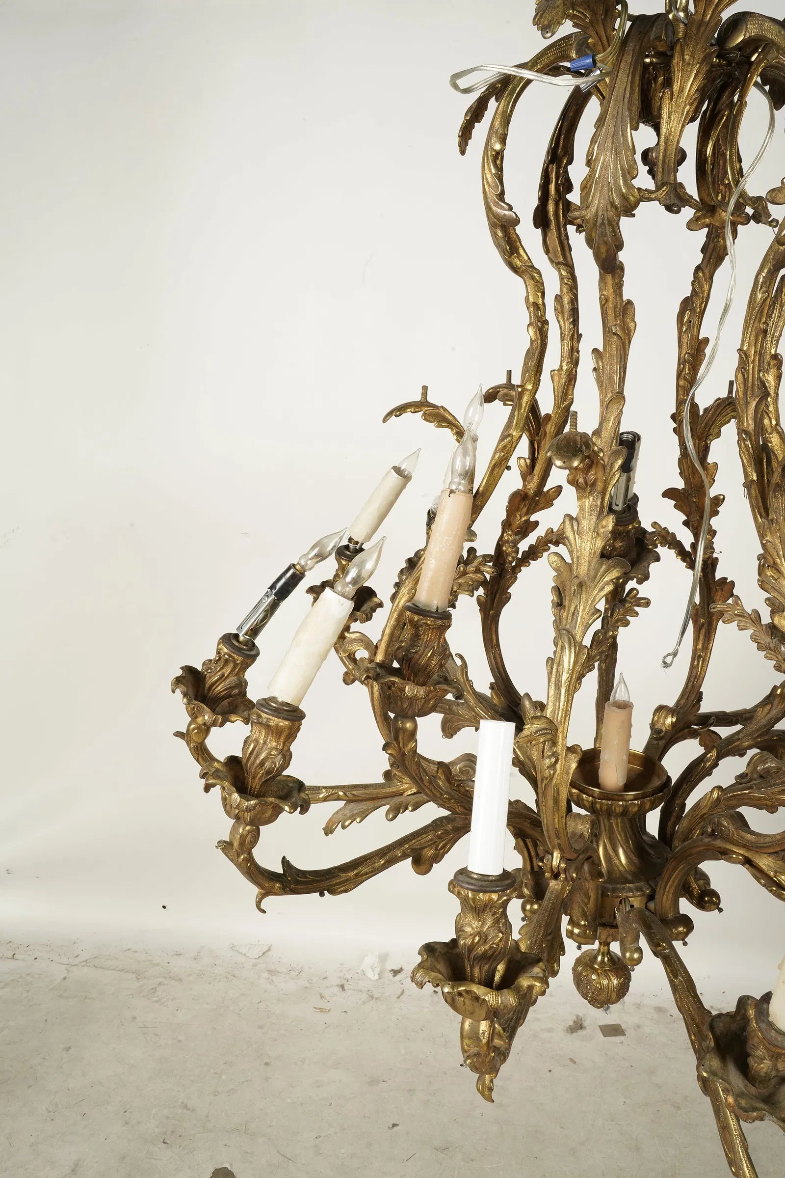 AL1-094: Antique Gilt Brass and Crystal Eighteen Light Rococo Chandelier