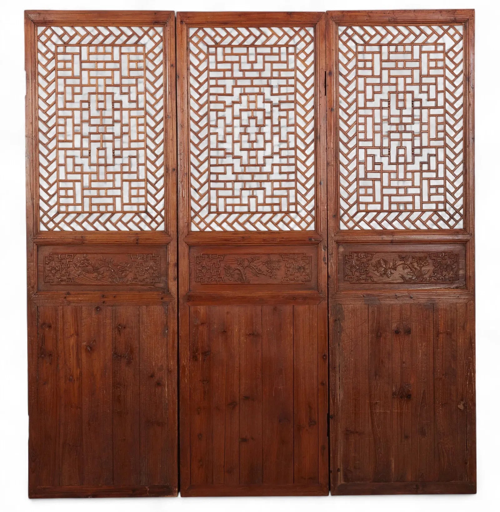AF10-020: Chinese Three Panel Fretwork Screen