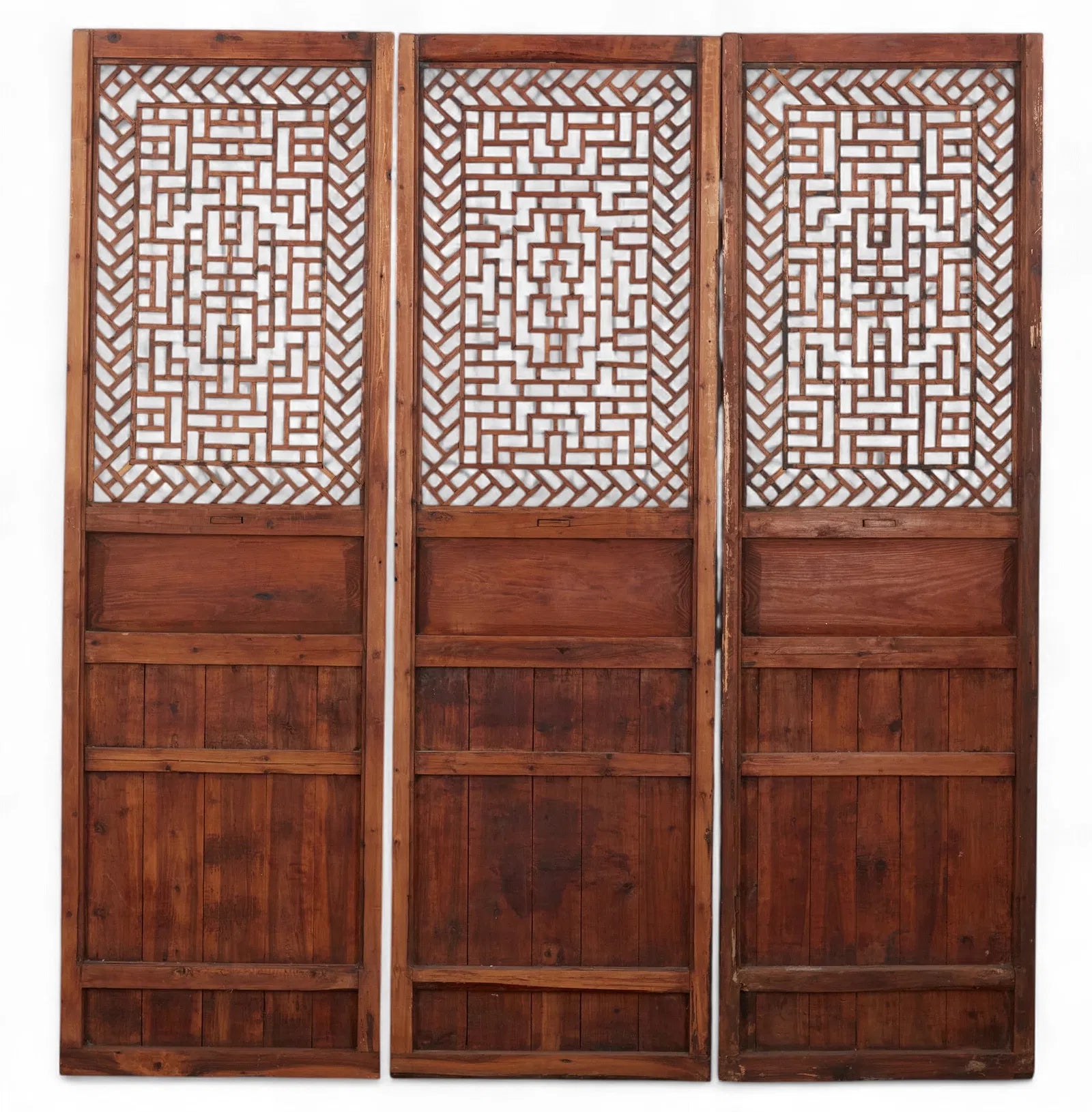 AF10-020: Chinese Three Panel Fretwork Screen