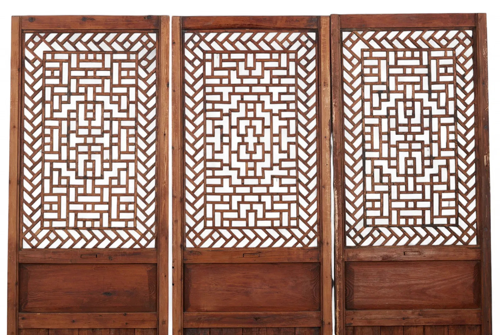 AF10-020: Chinese Three Panel Fretwork Screen