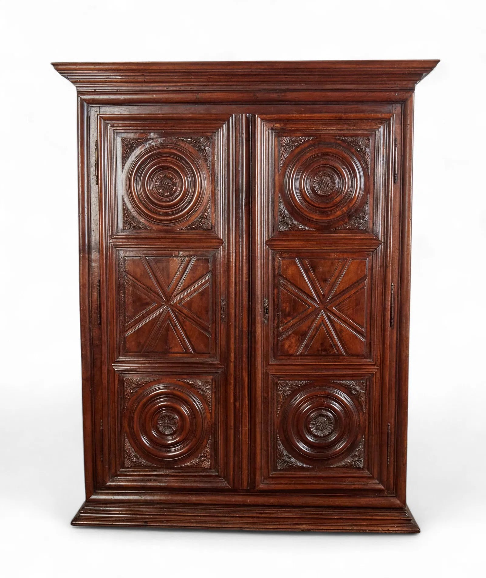 AF3-041: Antique Louis XIV Provincial Carved Walnut Armoire Mid 17th Century
