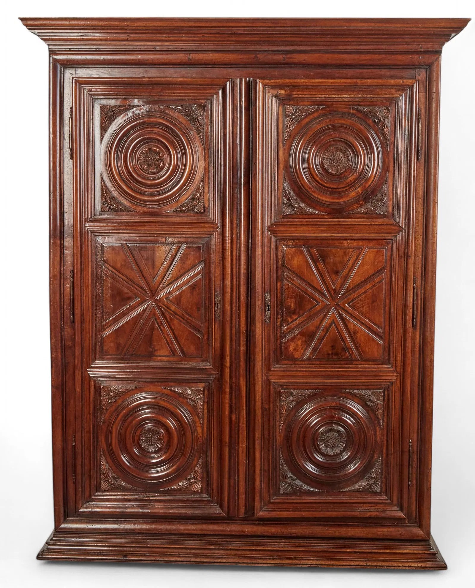 AF3-041: Antique Louis XIV Provincial Carved Walnut Armoire Mid 17th Century