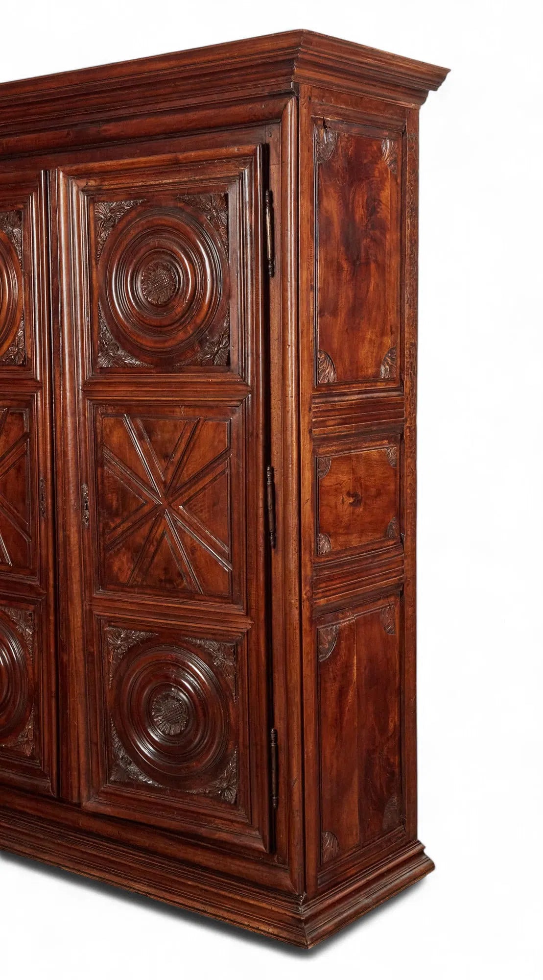 AF3-041: Antique Louis XIV Provincial Carved Walnut Armoire Mid 17th Century