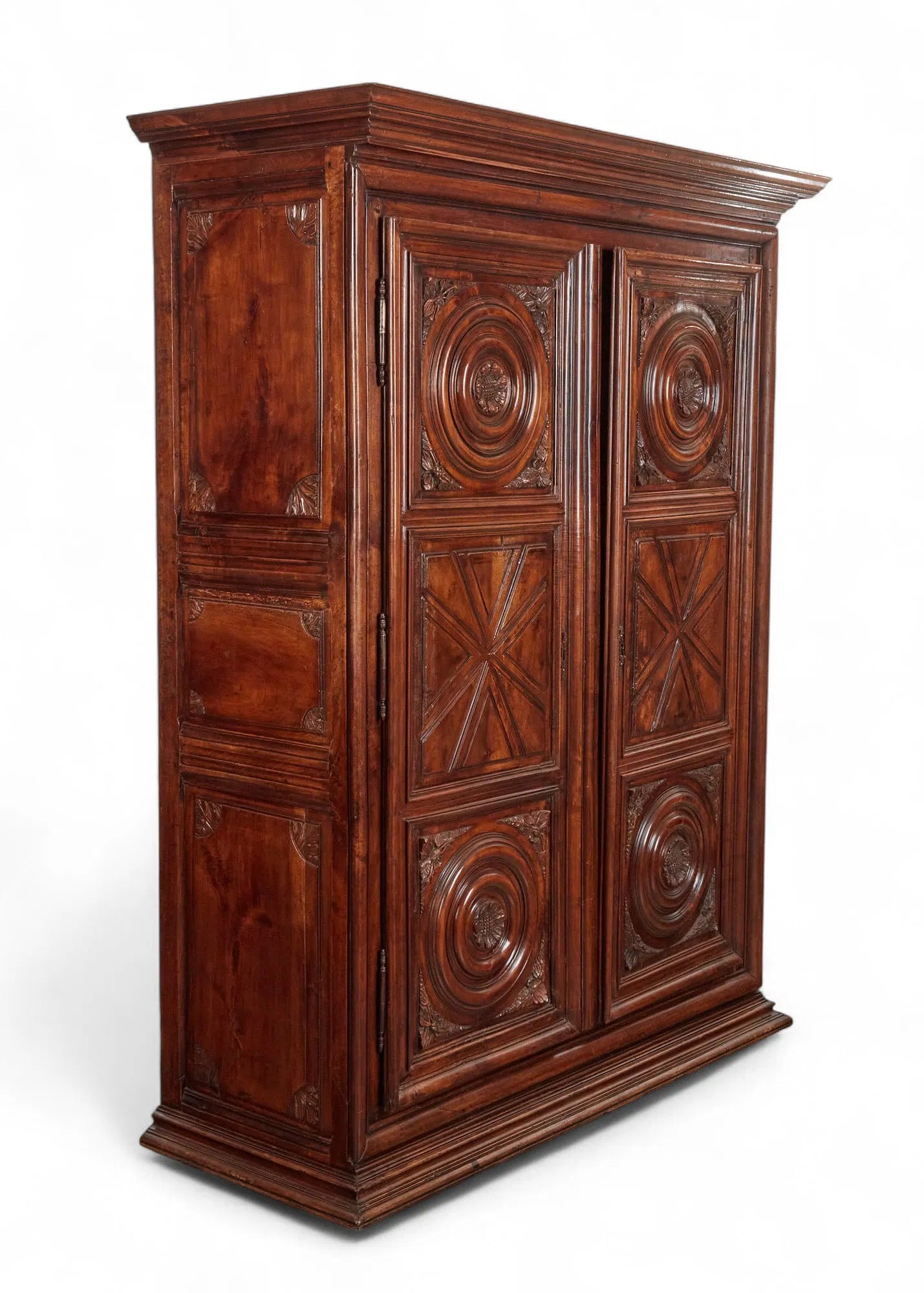 AF3-041: Antique Louis XIV Provincial Carved Walnut Armoire Mid 17th Century