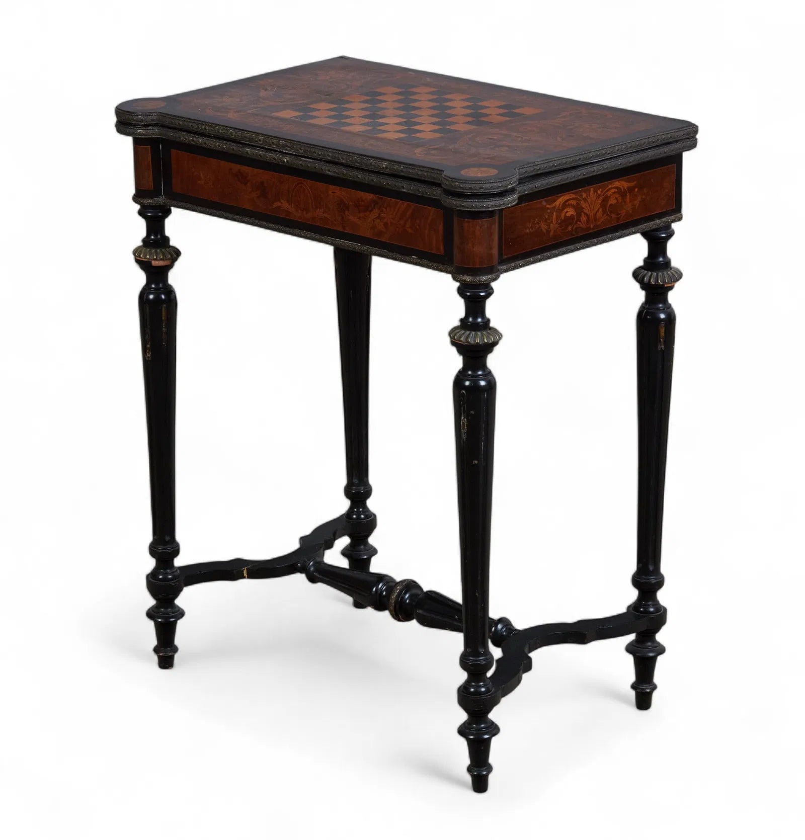 Antique French Napoleon III Inlaid Chess and Game Table With Gilt Bronze Mounts | Work of Man