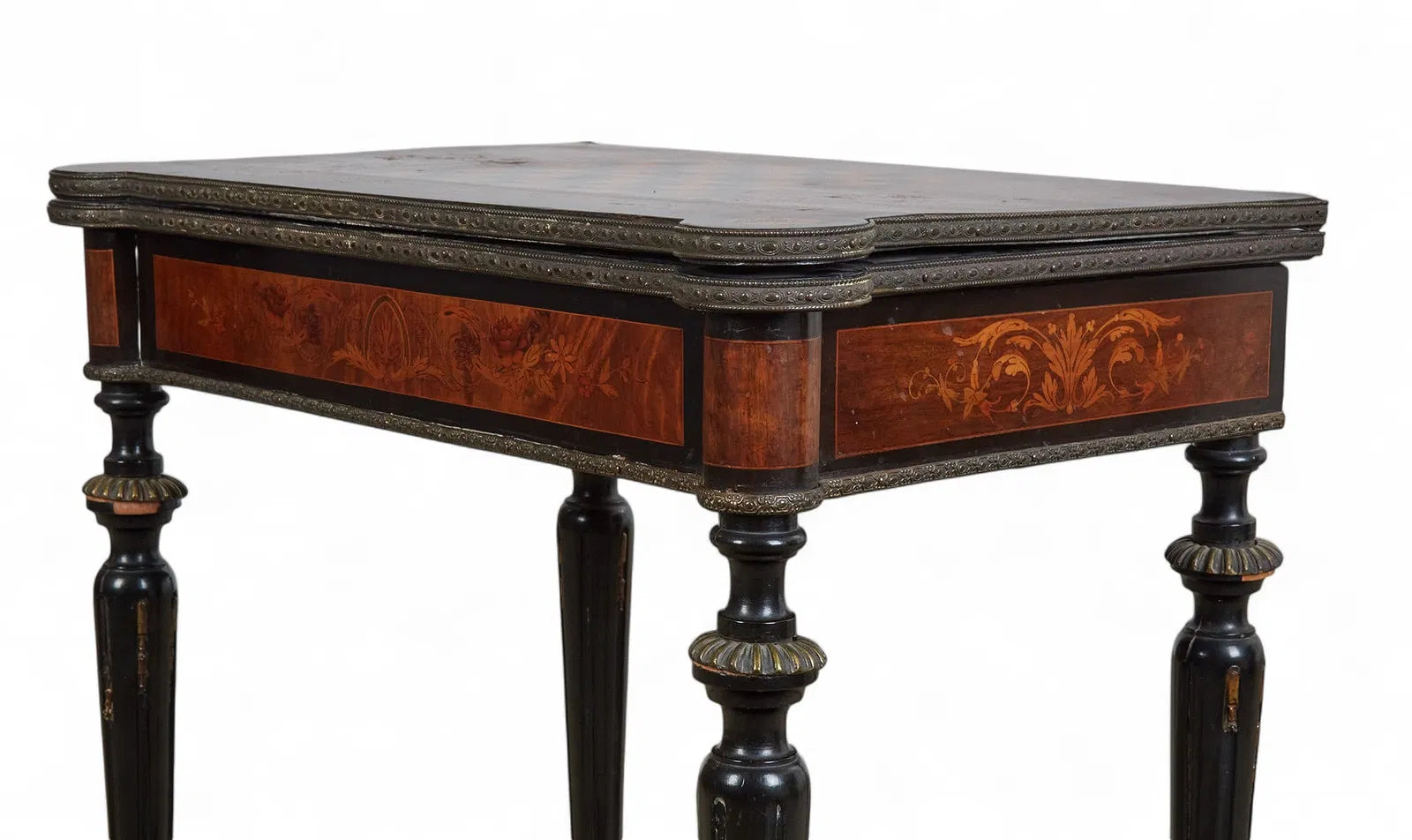 AF1-099: Antique French Napoleon III Inlaid Chess and Game Table With Gilt Bronze Mounts