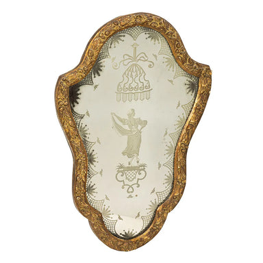 Antique Italian Rococo Reverse Engraved Mirror Circa 1860 | Work of Man