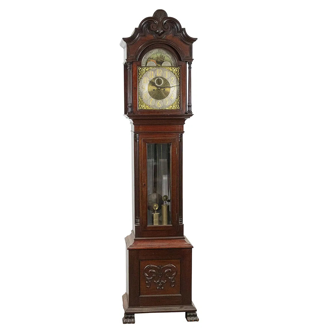 Antique Bigelow and Kennard Mahogany Tall Case Clock