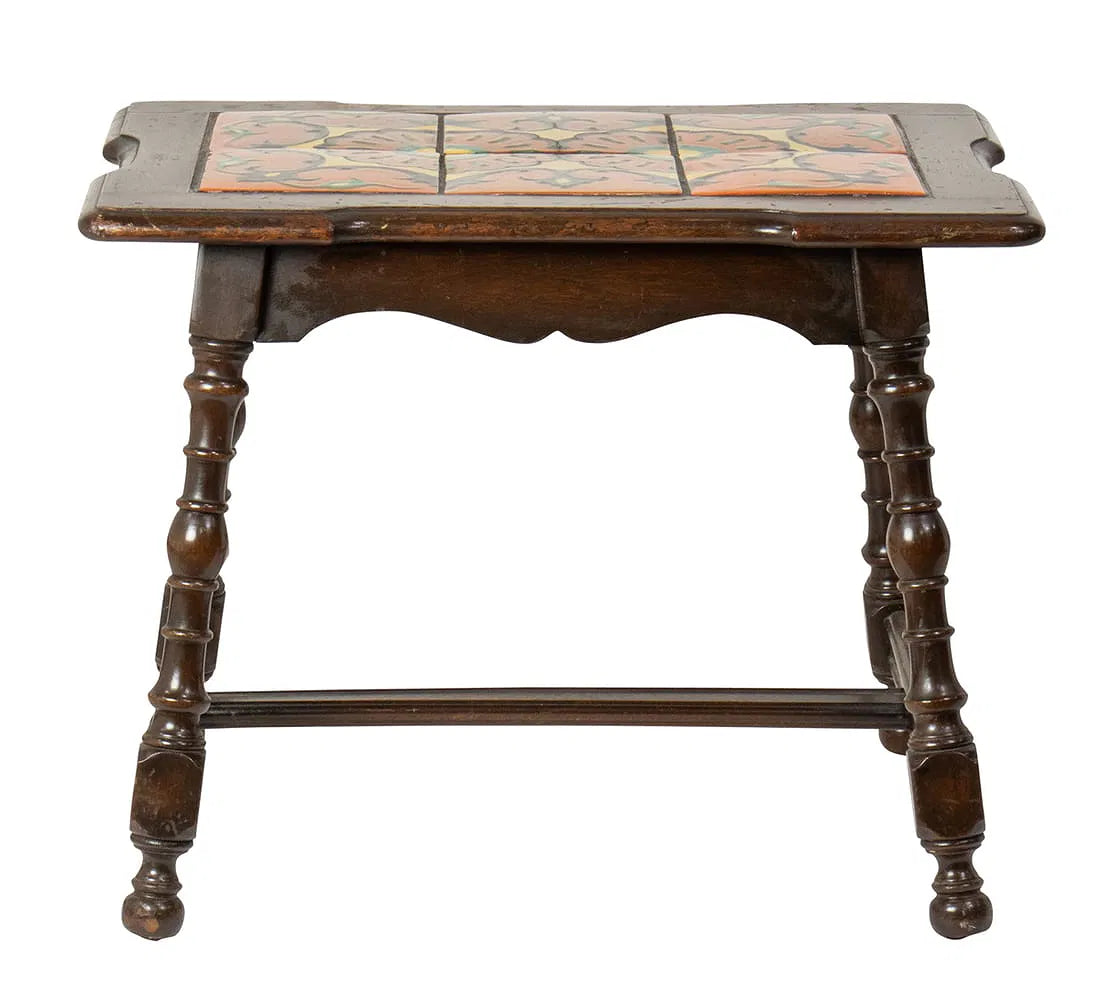 Antique California Taylor Tile Spanish Colonial Revival Side Table Circa 1930 | Work of Man