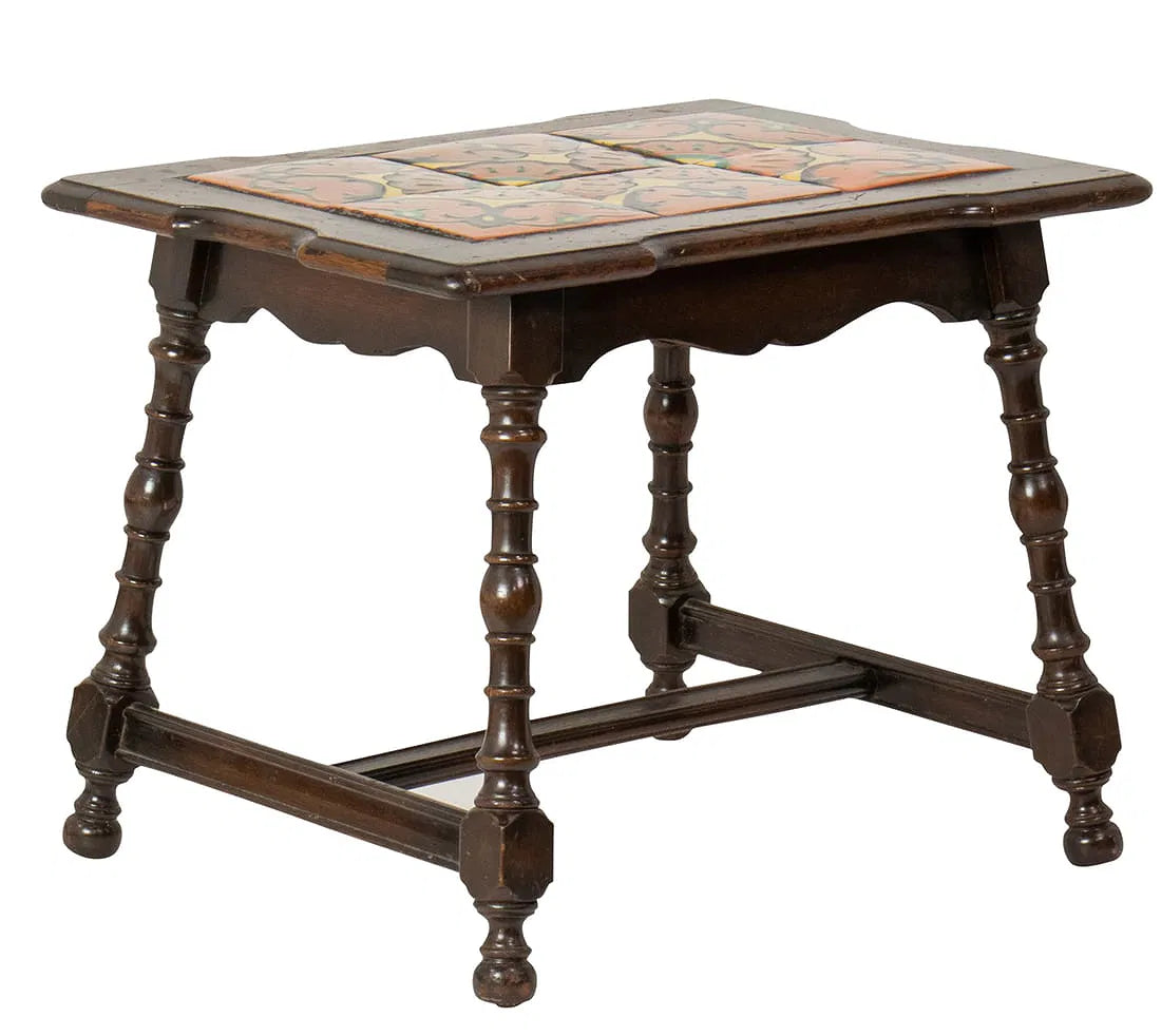 AF1-368:  Antique California Taylor Tile Spanish Colonial Revival Side Table Circa 1930