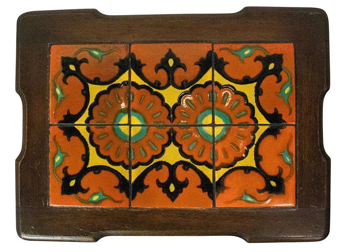 AF1-368:  Antique California Taylor Tile Spanish Colonial Revival Side Table Circa 1930