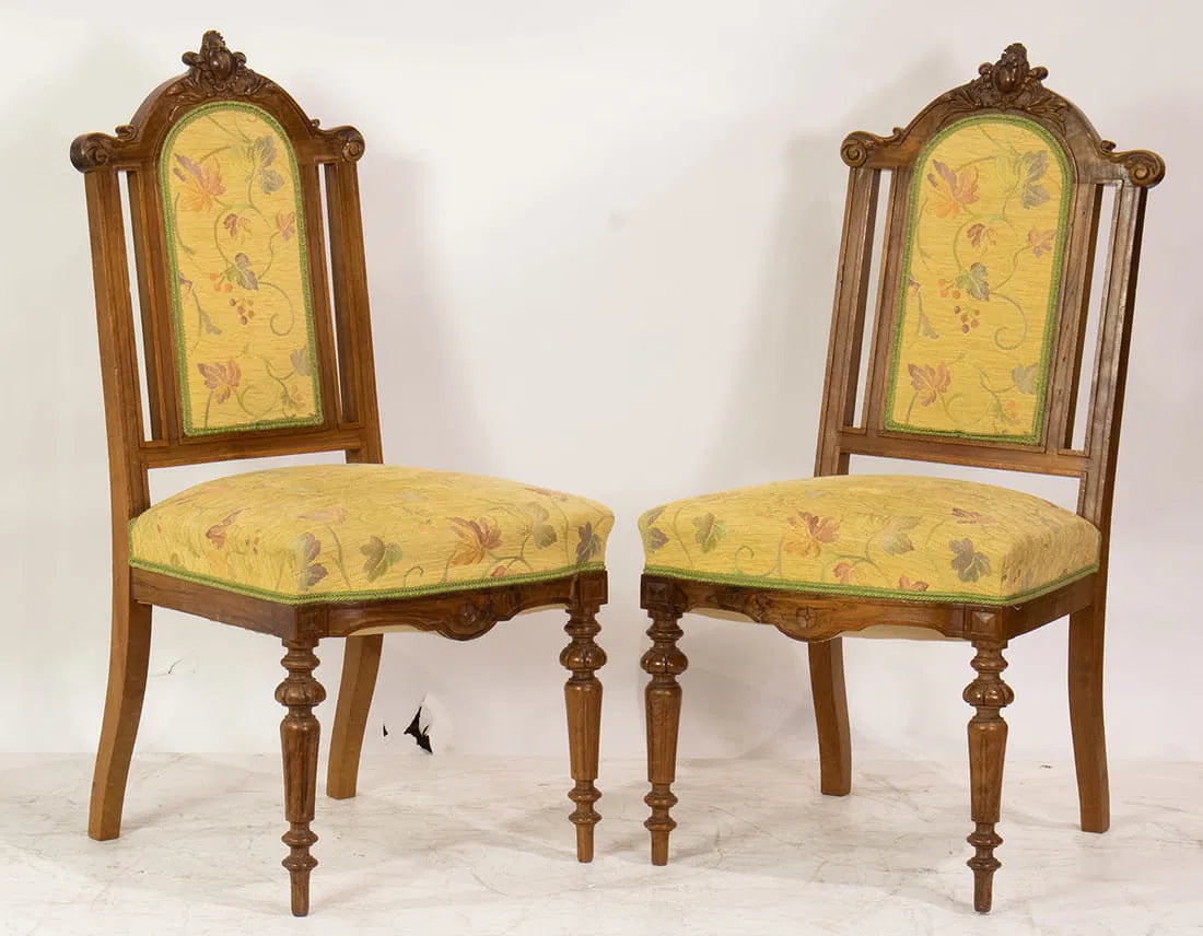 AF2-193: Antique French Victorian Carved Walnut Dining Chairs Set of Eight Circa 1880